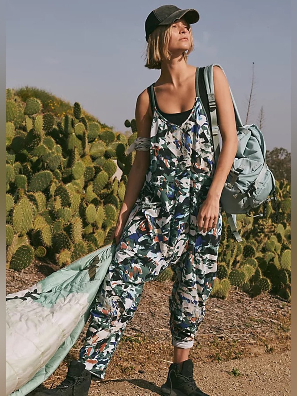 FP Movement Hot Shot Onesie Jumpsuit Evergreen Camo Abstract Print | Free People